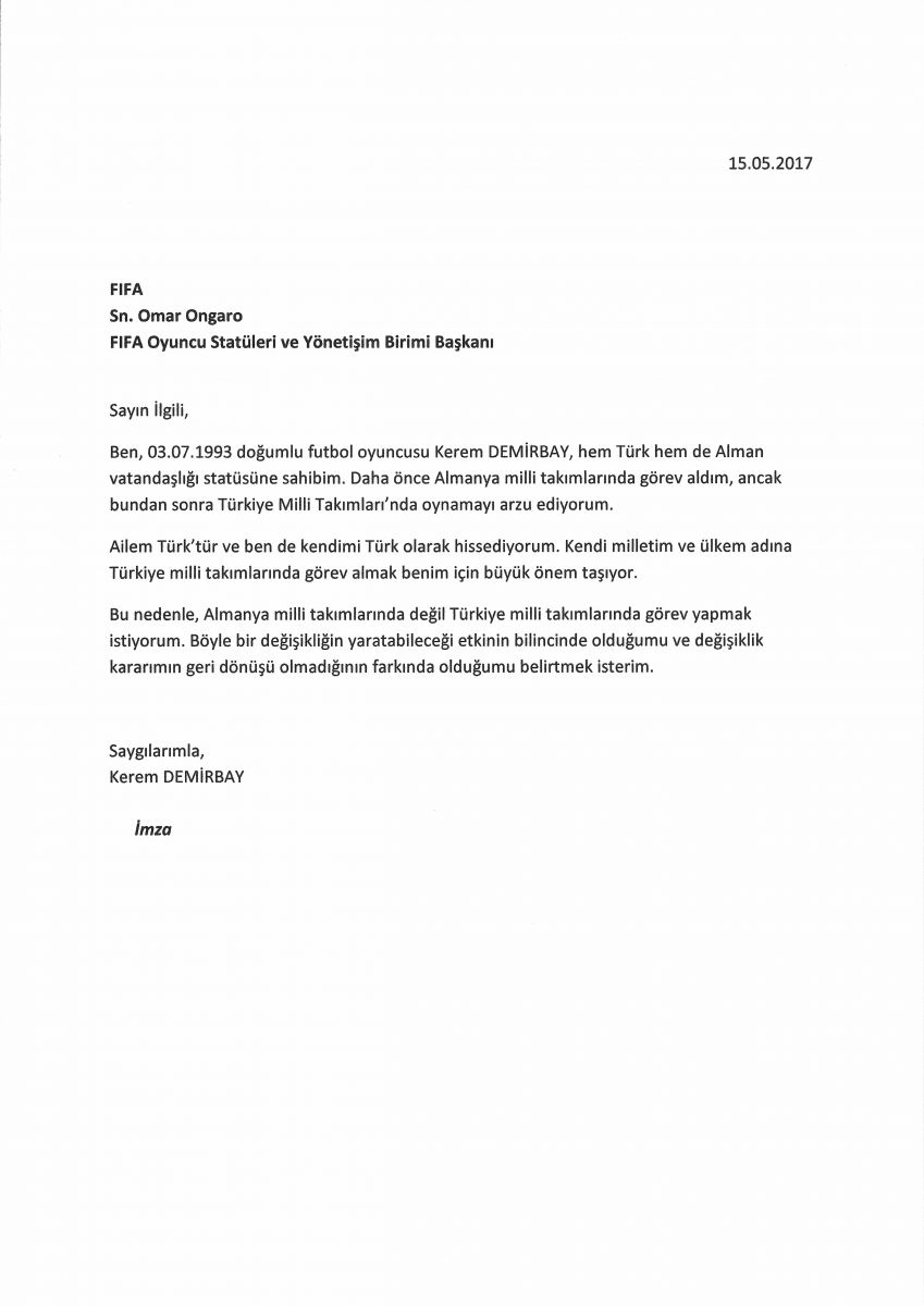 TFF'den Kerem Demirbay açıklaması